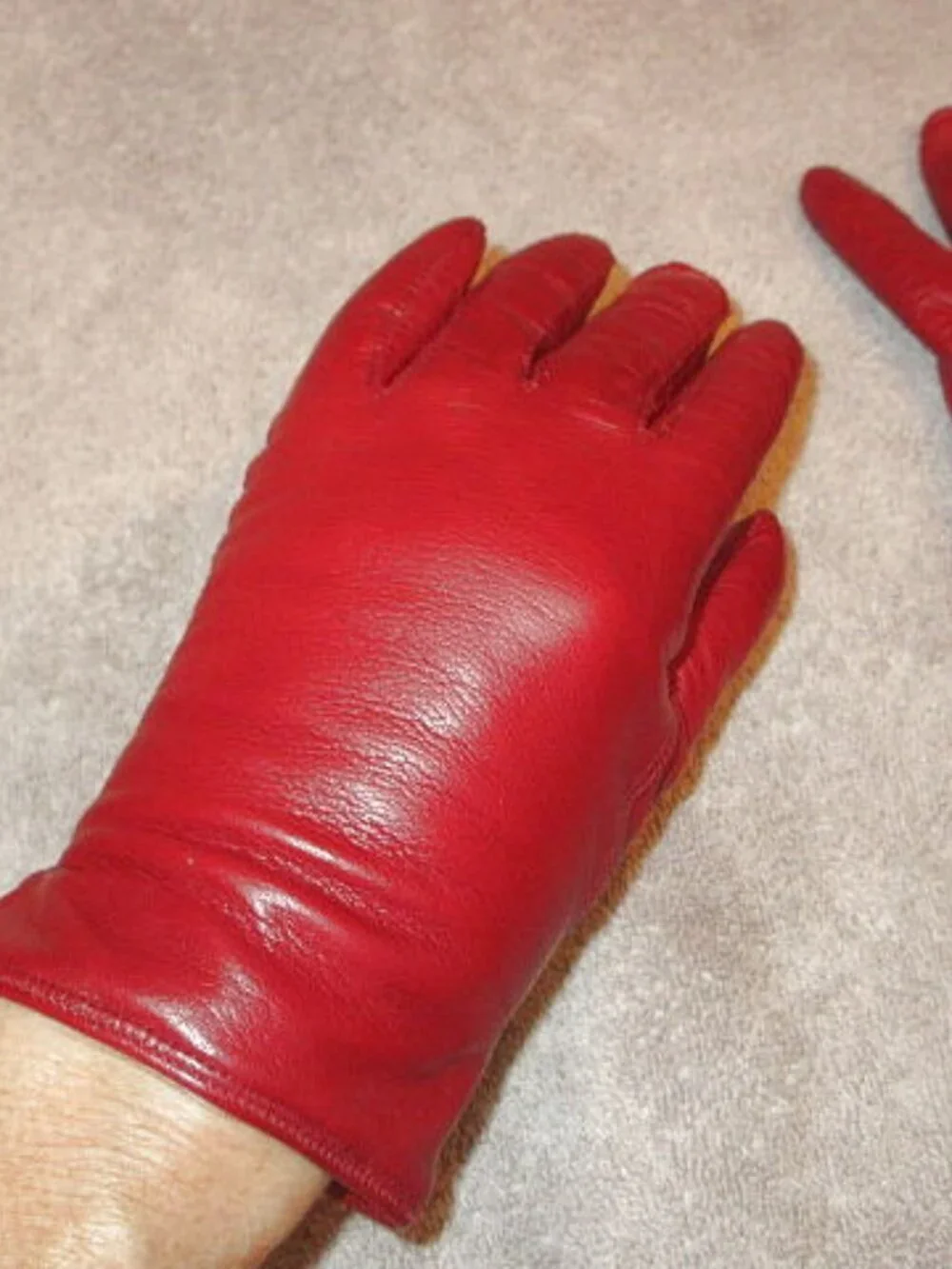 Vtg Coach Kidskin Leather Gloves Size 6 1/2 Cashmere Lined Driving Red 80s 90s